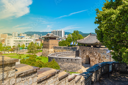 Fortress in Suwon, Hwaseong Fortress is the wall surrounding the center of Suwon seoul,South Korea.