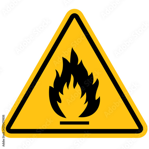 Flammable materials warning sign isolated on white background