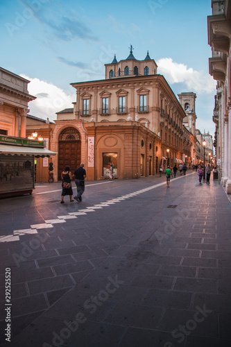 Chieti, Italy - August 2019: Historic center of Chieti, in Abruzzo during the blue hour