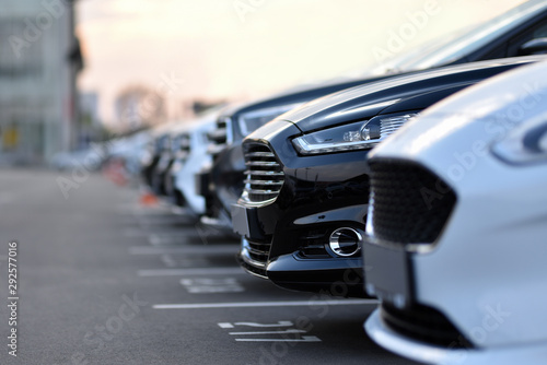 full car outdoor parking in selective focus