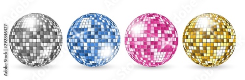 Disco ball. Party mirror balls set. Night club shining decoration vector. Illustration mirror bright disco ball for music club