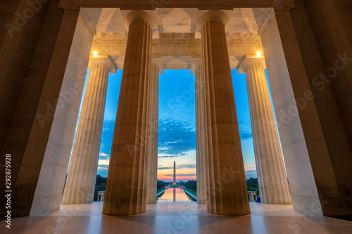 Sunrise view at Lincoln Memorial in Washington DC, USA
