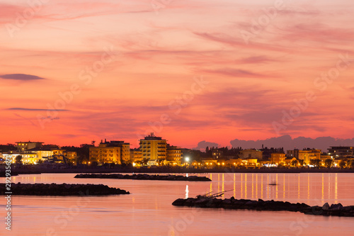 sunset in rimini a tourist town on the adriatic coast