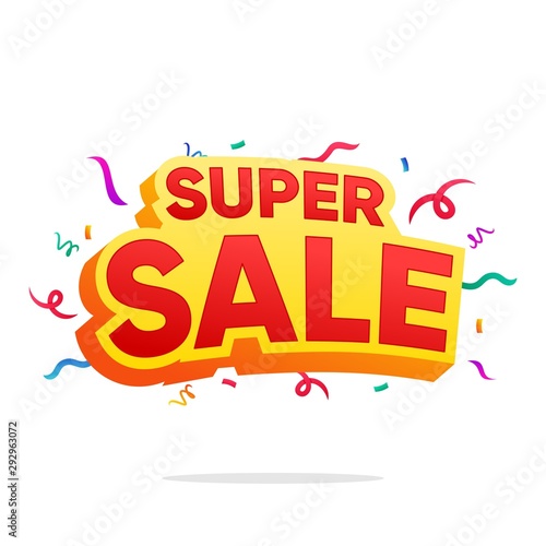 Super sale banner template design isolated on white background, stock vector