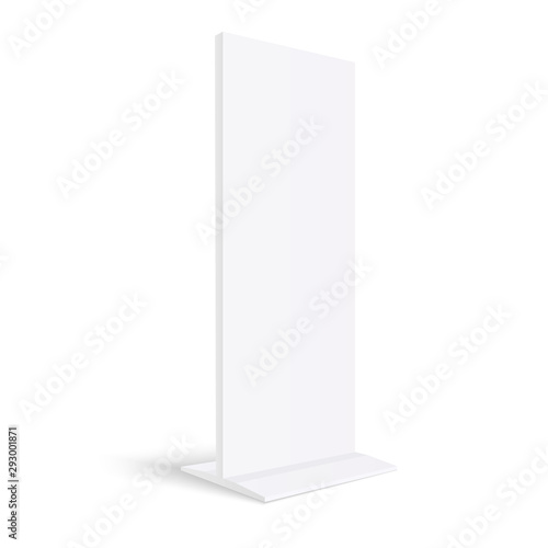 Advertising totem mockup. blank billboard isolated on white background - 3D perspective side view. Vector illustration