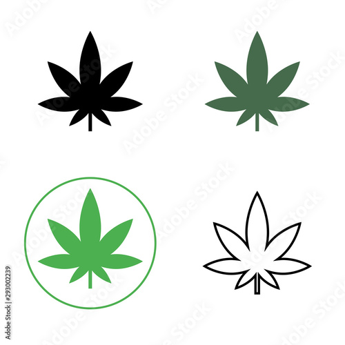 Cannabis, marijuana leaf line icon