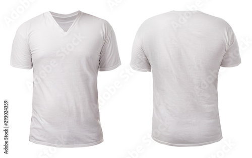 White V-Neck Shirt Design Template