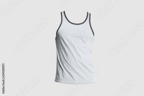 3d illustrator mans blank tank singlet. Male shirt without sleeves. T-shirt front of mock up 