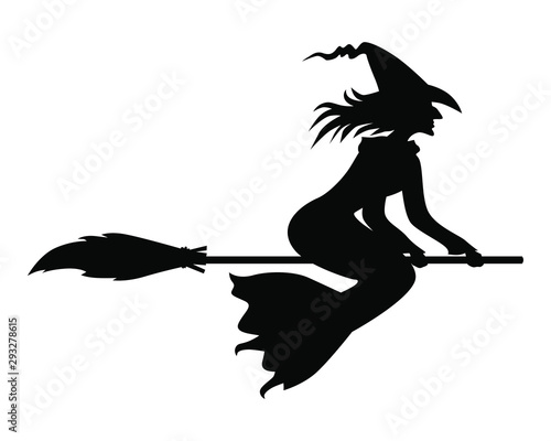 Vector illustrations of silhouette Halloween witch