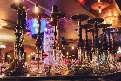 The hookah on the bar counter in a cafe.