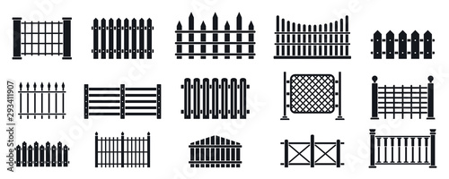 Fence icons set. Simple set of fence vector icons for web design on white background