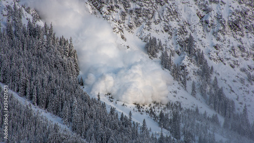 Snow avalanche in the austrian alps.