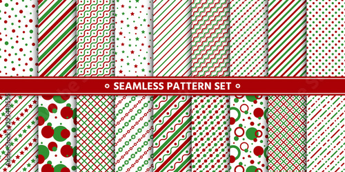christmas seamless red strip circle pattern vector