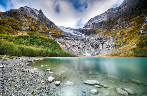 Melting jostedalsbreen glacier in Norway - october 2019