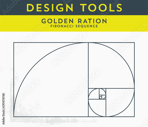 Vector Illustration of Golden Ration and the Fibonacci Spiral. Useful Tool for any Graphic Designer. Graphic Tutorial, which shows the Method of Creating a Gold Spiral Perfect for Logo Design. - Vecto