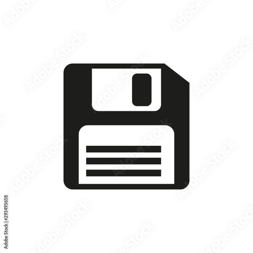 diskette black icon save button, vector illustration