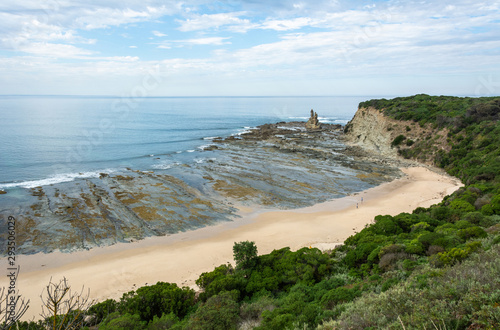 Caves Beach and Eagles Nest rock formation in Bunurong Marine and Coastal Park in Victoria, Australia.