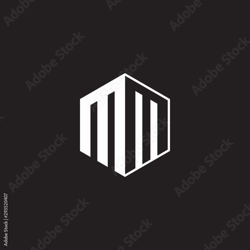 MM Logo monogram hexagon with black background negative space