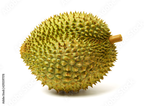 Durian fruit in south east asia, the king of fruits on white background 