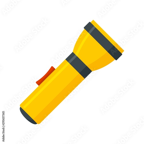 Yellow flashlight icon. Flat illustration of yellow flashlight vector icon for web design