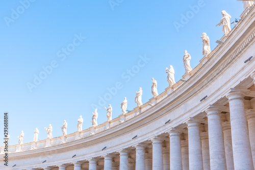 Doric Colonnade with statues of saints on the top. St. Peters Square, Vatican City