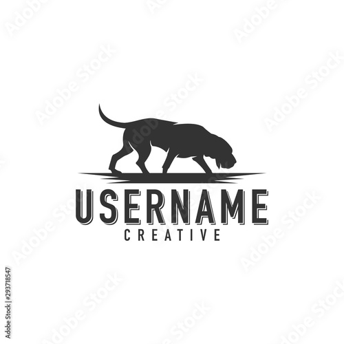 Bloodhound sniffing logo design vector