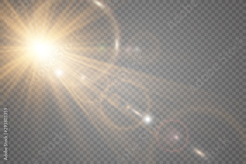 White beautiful light explodes with a transparent explosion. Vector, bright illustration for perfect effect with sparkles. Bright Star. Transparent shine of the gloss gradient, bright flash.