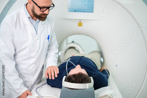 Patient visiting MRI procedure in a hospital