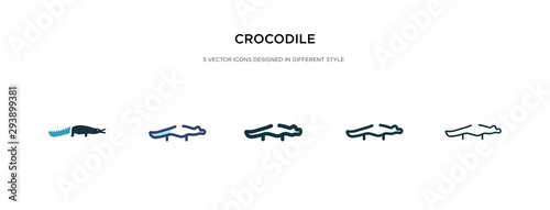 crocodile icon in different style vector illustration. two colored and black crocodile vector icons designed in filled, outline, line and stroke style can be used for web, mobile, ui