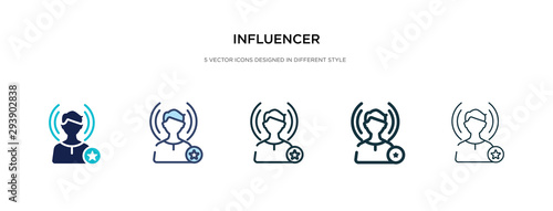 influencer icon in different style vector illustration. two colored and black influencer vector icons designed in filled, outline, line and stroke style can be used for web, mobile, ui