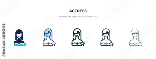 actress icon in different style vector illustration. two colored and black actress vector icons designed in filled, outline, line and stroke style can be used for web, mobile, ui