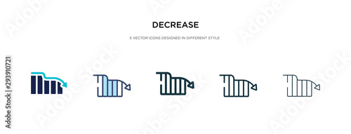 decrease icon in different style vector illustration. two colored and black decrease vector icons designed in filled, outline, line and stroke style can be used for web, mobile, ui