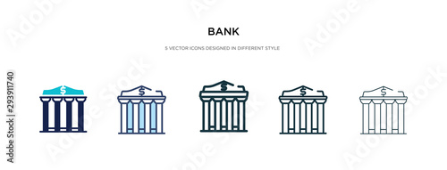 bank icon in different style vector illustration. two colored and black bank vector icons designed in filled, outline, line and stroke style can be used for web, mobile, ui