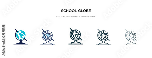 school globe icon in different style vector illustration. two colored and black school globe vector icons designed in filled, outline, line and stroke style can be used for web, mobile, ui