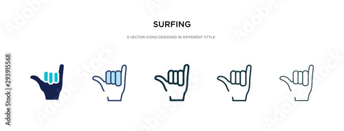 surfing icon in different style vector illustration. two colored and black surfing vector icons designed in filled, outline, line and stroke style can be used for web, mobile, ui