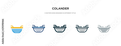 colander icon in different style vector illustration. two colored and black colander vector icons designed in filled, outline, line and stroke style can be used for web, mobile, ui