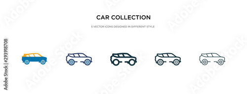 car collection icon in different style vector illustration. two colored and black car collection vector icons designed in filled, outline, line and stroke style can be used for web, mobile, ui