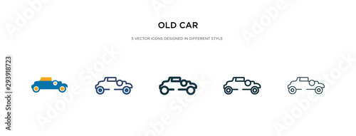 old car icon in different style vector illustration. two colored and black old car vector icons designed in filled, outline, line and stroke style can be used for web, mobile, ui