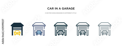 car in a garage icon in different style vector illustration. two colored and black car in a garage vector icons designed filled, outline, line and stroke style can be used for web, mobile, ui