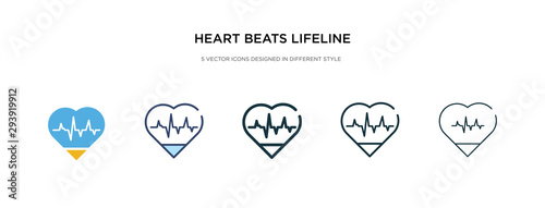 heart beats lifeline in a heart icon in different style vector illustration. two colored and black heart beats lifeline in a vector icons designed filled, outline, line and stroke style can be used