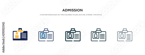 admission icon in different style vector illustration. two colored and black admission vector icons designed in filled, outline, line and stroke style can be used for web, mobile, ui