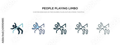 people playing limbo icon in different style vector illustration. two colored and black people playing limbo vector icons designed in filled, outline, line and stroke style can be used for web,