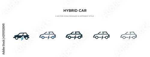 hybrid car icon in different style vector illustration. two colored and black hybrid car vector icons designed in filled, outline, line and stroke style can be used for web, mobile, ui