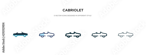 cabriolet icon in different style vector illustration. two colored and black cabriolet vector icons designed in filled, outline, line and stroke style can be used for web, mobile, ui