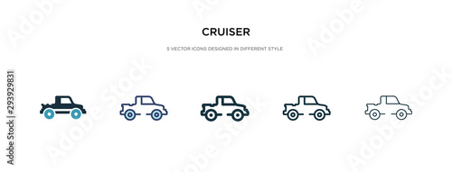 cruiser icon in different style vector illustration. two colored and black cruiser vector icons designed in filled, outline, line and stroke style can be used for web, mobile, ui