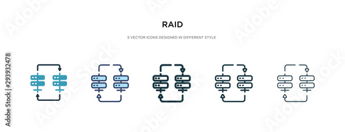 raid icon in different style vector illustration. two colored and black raid vector icons designed in filled, outline, line and stroke style can be used for web, mobile, ui