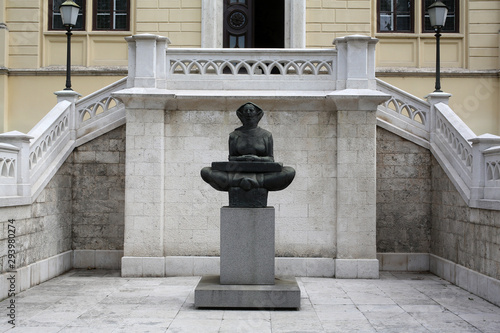 History of the Croats, sculpture by Ivan Mestrovic, located in front Zagreb university building, Croatia 