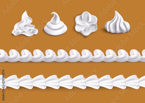 Whipped cream swirl shape topping and horizontal border line shape set