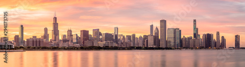 Chicago downtown buildings skyline panorama