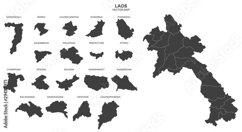 political map of Laos isolated on white background